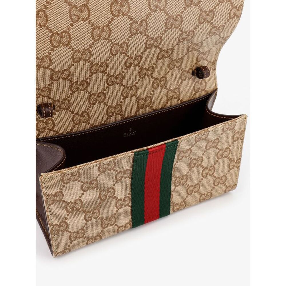 Gucci Women Gg Fabric Shoulder Bag With Nastro Web Detail - Picture 4 of 4
